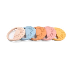 China Beige Pink Silicone Teether Ring Infants Teething Stacking Rings wholesale