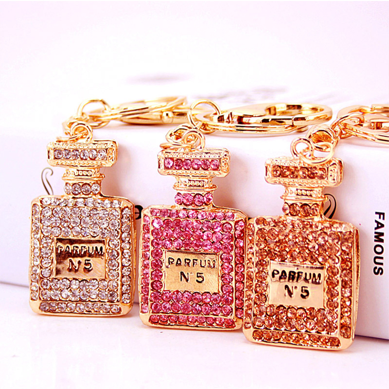 Silkscreen Key Chain Ornaments , OEM 5cm Perfume Bottle Keyring