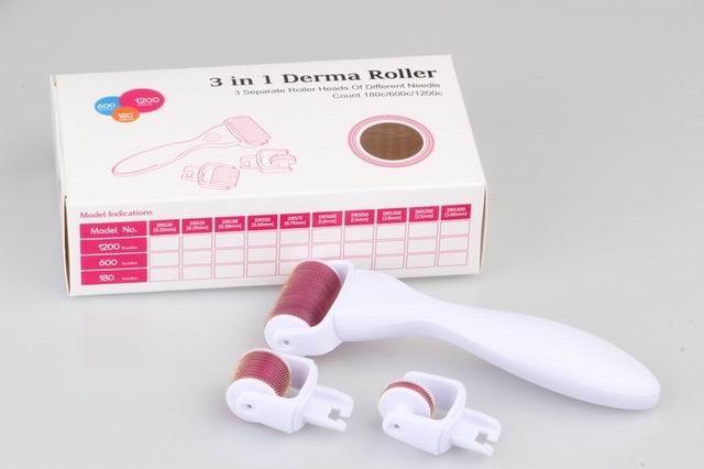 DRS 3 in 1 derma roller for face and body treatment Microneedle Roller 3 Replacement Heads Cosmetic Needling