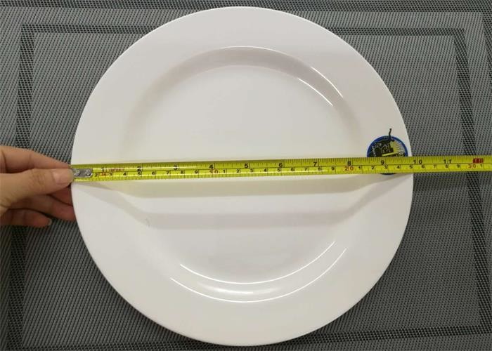 White Porcelain Dinnerware Sets Wide Rim Round Plate Diameter 25cm Weight 150g