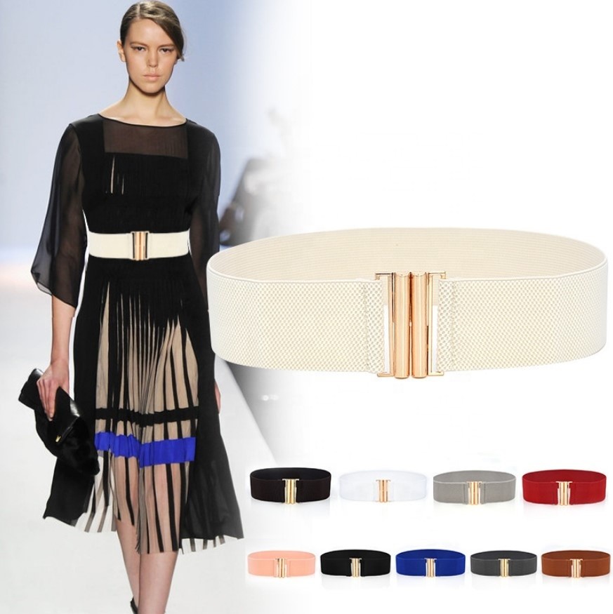 Blue Clasp Elastic Cinch Belt Garment Womens Fancy Dress Belts