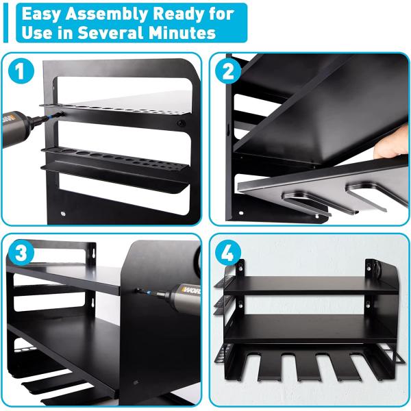 Heavy Duty Stainless Steel Compact Tools Box Organizer Garage Storage System Rack Drill Charging Station Holder