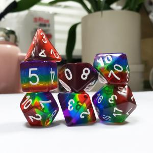 China Rainbow Crystal Resin Boarding Dice Set dnd dice wholesale