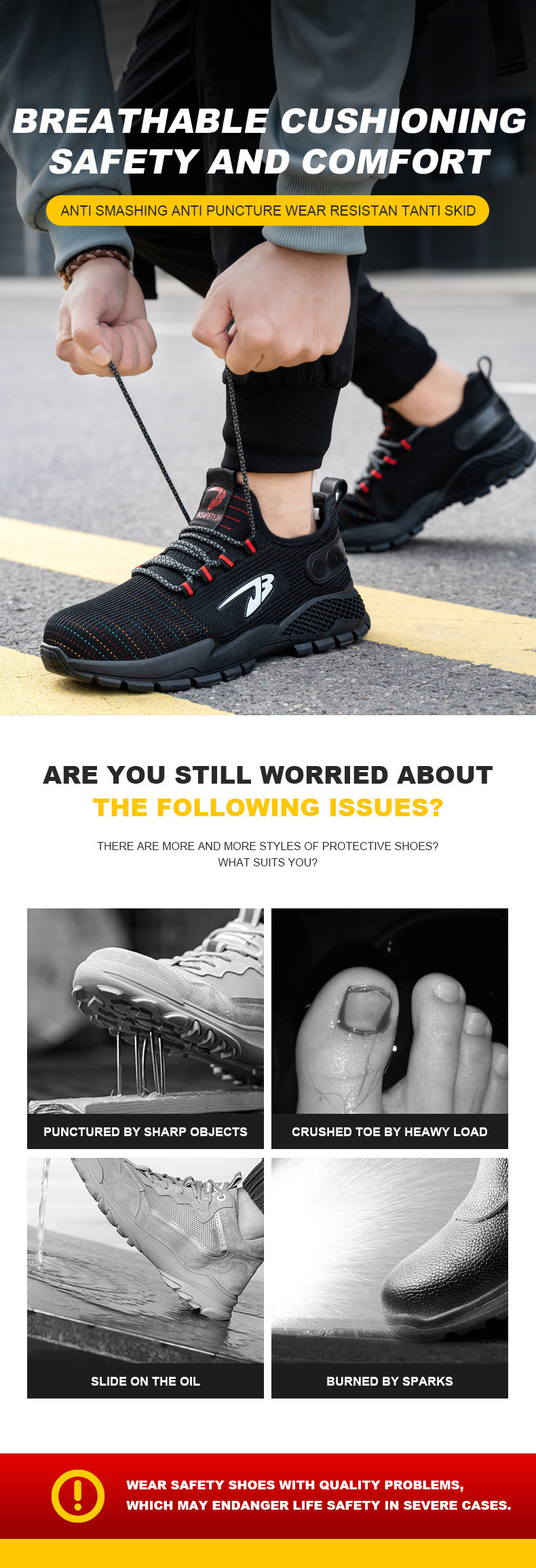 Flying Weaving Light Comfortable Steel Toe Shoes Breathable