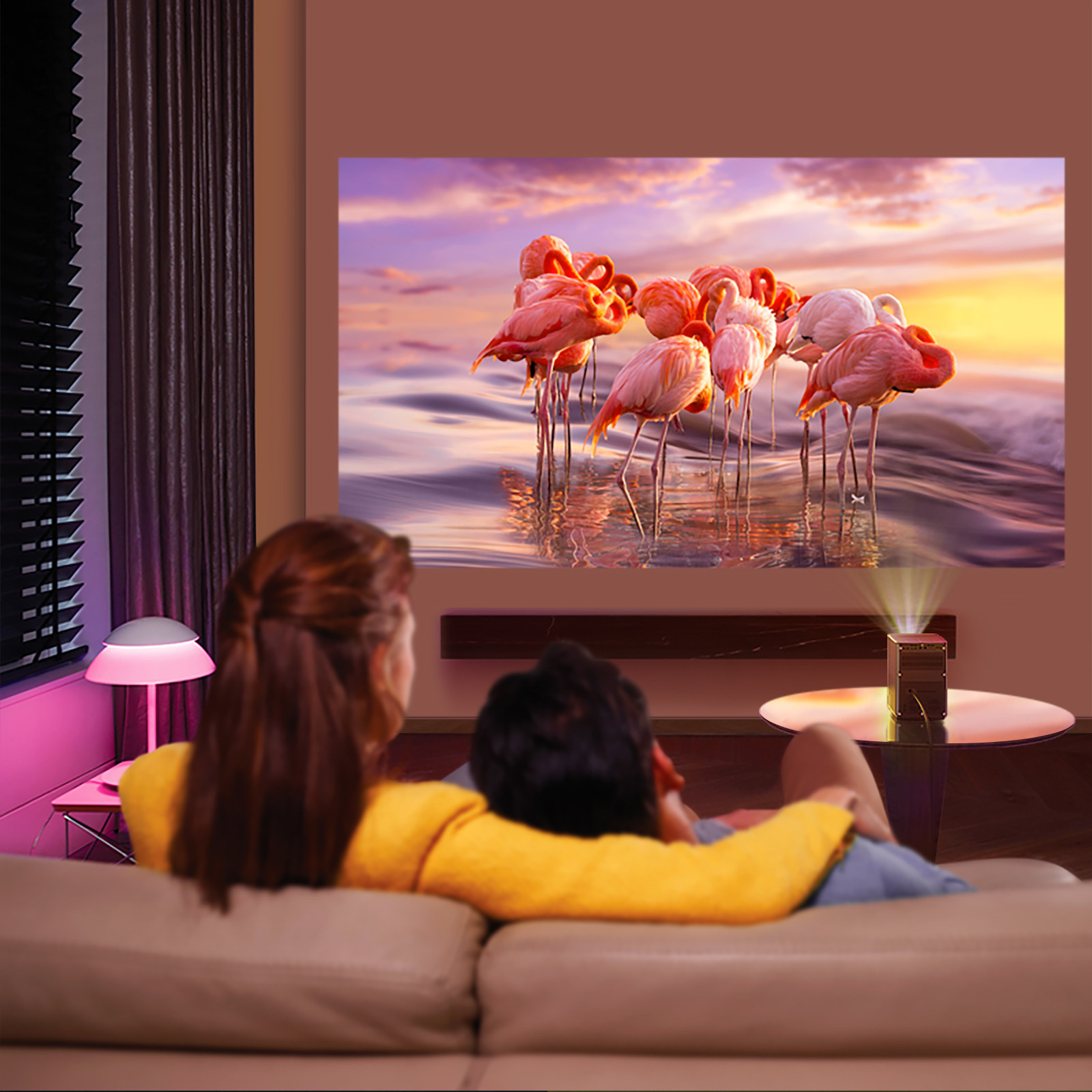 100 ANSI Lumens Lift Bracket 4k Mini Projector for Home Theater Outdoor