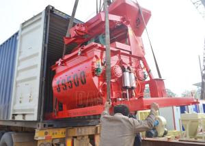 China Enviroment Friendly Double Shaft Concrete Mixer Stationary 500L Discharging Capacity wholesale
