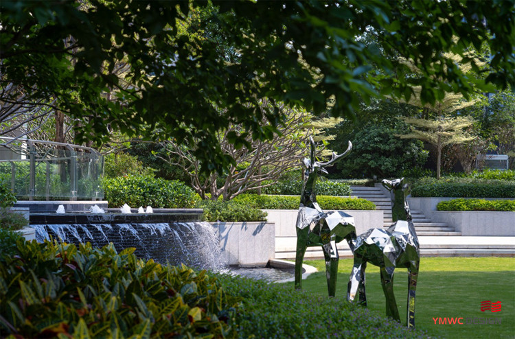 Stainless Steel Park Landscape Sculpture with Custom Deer Shape and Print Method