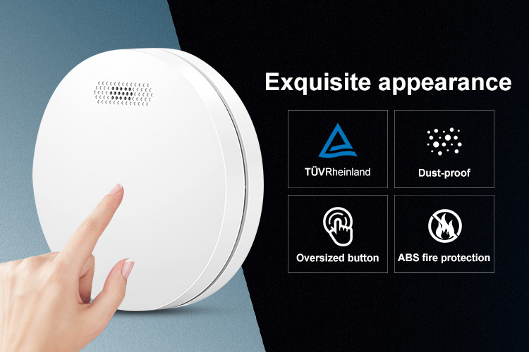 Pure White Round Shape Fire Alarm Smoke Alarm Detector With ABS Fireproof Materia