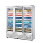 Supermarket Refrigeration Equipment Commercial Glass 3 Doors Upright Display