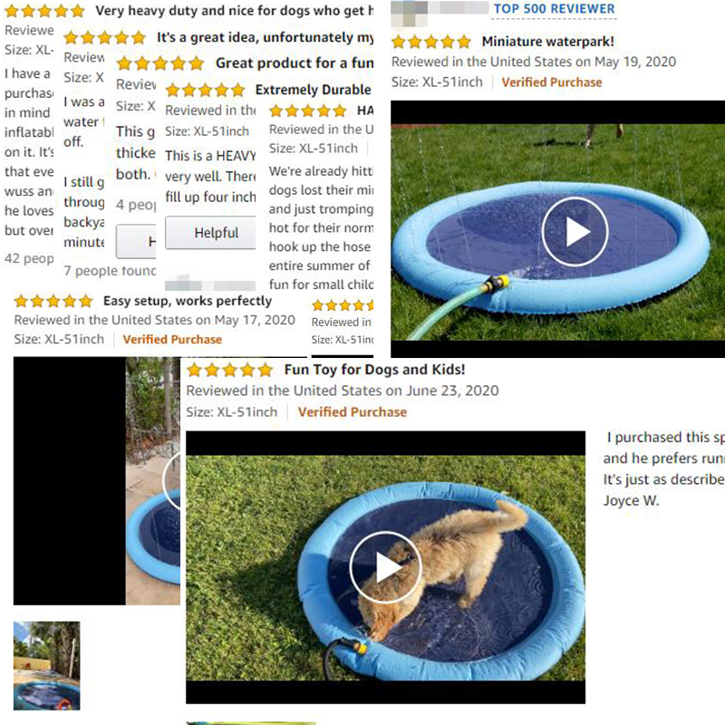 LC Water Splash Sprinkler Pad for Dogs Pet Shower Sprinkler PVC Pet Toys Dog Splash Pad