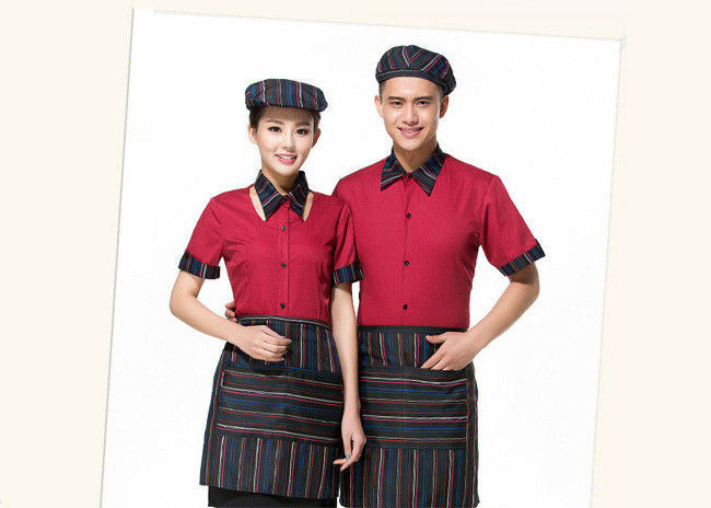 Cool Restaurant Staff Clothing Ribbed Cuff Splicing With Nice Shirt And Pants