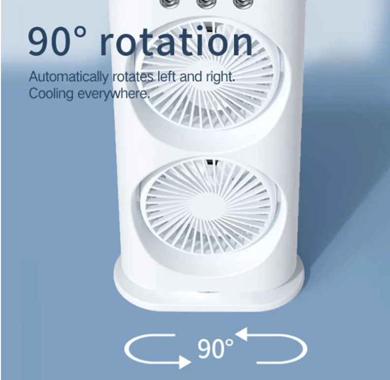 Household White Dual Fan Air Cooler with Remote Control and Cooling Function