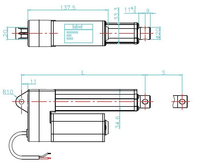 CE Miniature Linear Actuators with 10cm travel length, 12volt dc IP65 (waterproof)