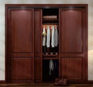 China MDF Lacquer Brown Walnut Sliding Door Wardrobe Bedroom Closet Cabinets Furniture wholesale