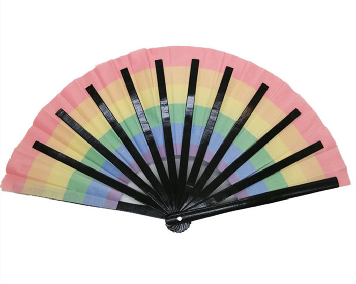 Custom Large Foldable Hand Fans open 33cm 68cm Fabric Bamboo Hand Held Fans