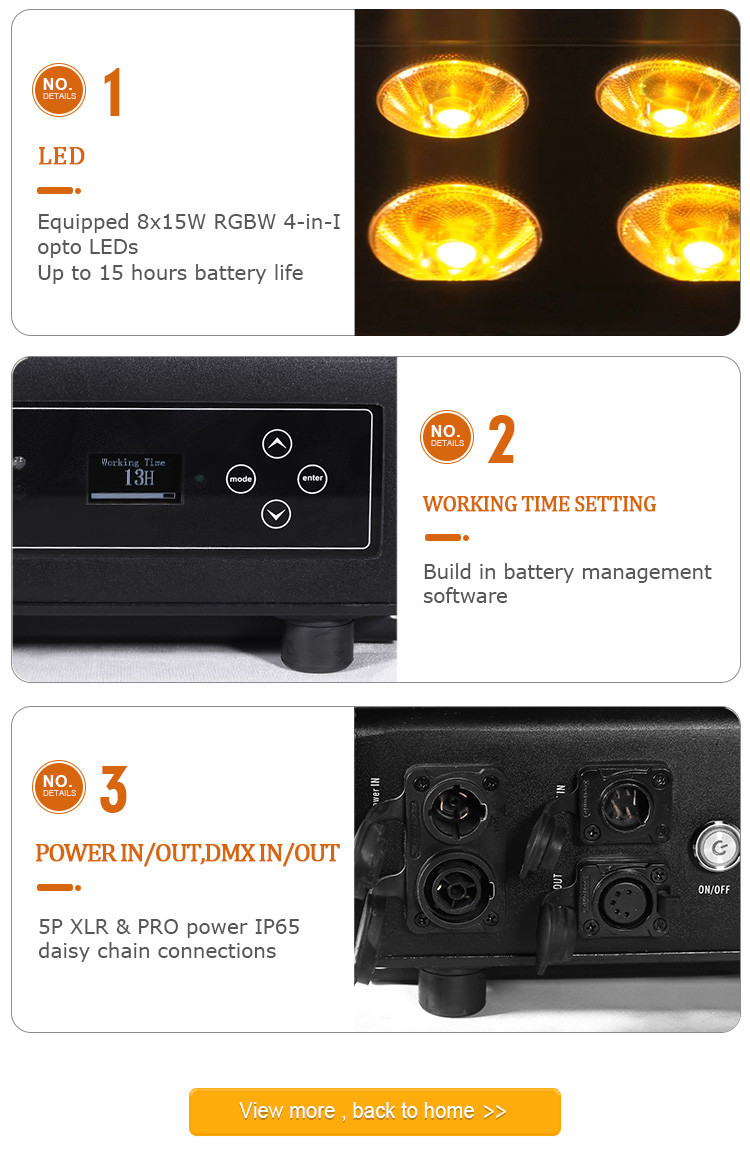 Event 566lm 100V Battery Powered LED Stage Lights Rechargeable Uplighter