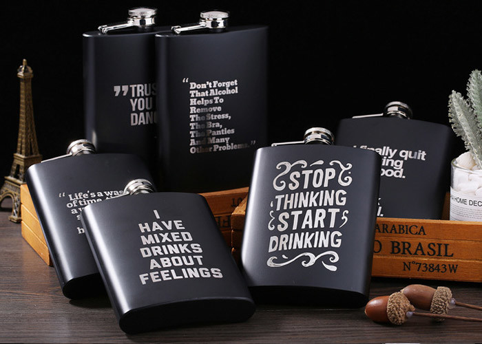 Matte Black Kitchen Household Items 8oz Stainless Steel Hip Flask