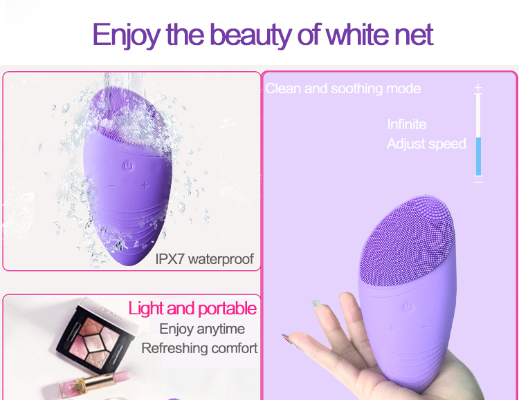 Private Label Sonic Facial Cleansing Brush Li Ion Rechargeable Battery