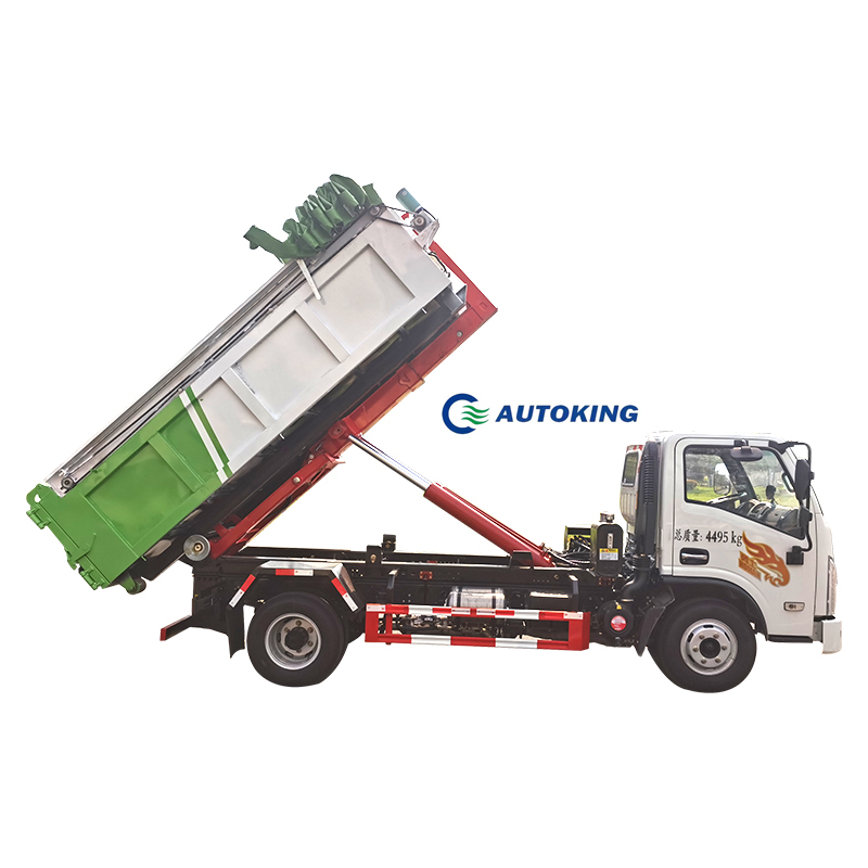 Front / Rear Axle 3/7 18CBM Hydraulic Hook Lift Rear Loading Trash Bin Automatic Garbage Truck For Waste Collection Vehicle