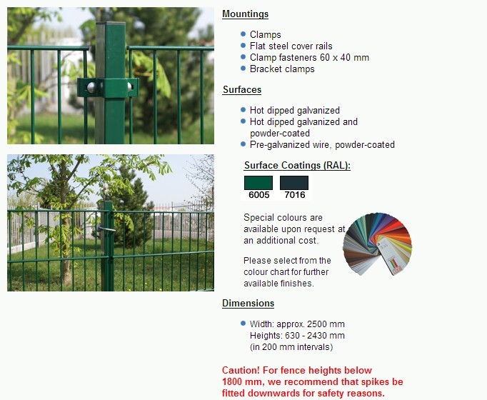 1830mm x 2500mm V curved Mesh Fence Panels Mesh Opening : 55mm x 200mm