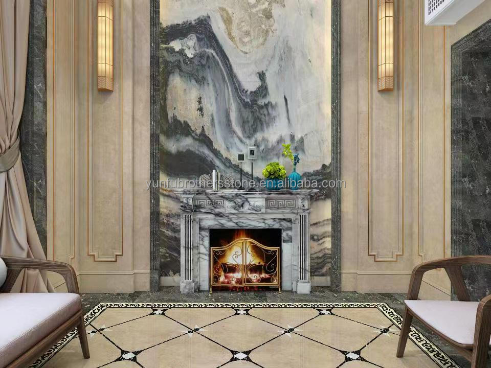 Indoor Fragrant Snow Plum Fireplace Surround in Arched French Style Stone for York Homes