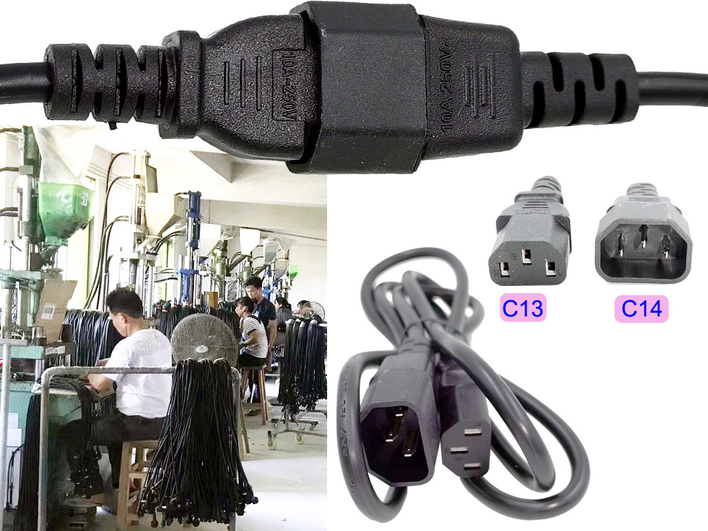 C13 C14 Power Cord Copper Lan Cable 1.5m Black 18AWG C19 C20 PDU IEC320 Certified