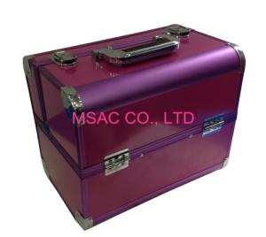 China Aluminum ABS Cosmetic Boxes Purple Makeup Storage Cases wholesale