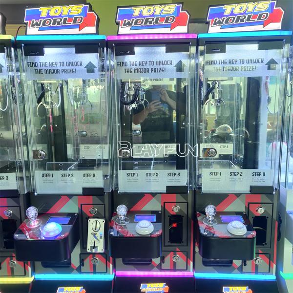 Playfun Black No Roof Toys World Coin Operated Mini Crane Claw Game Plush Doll Crane Claw Game Machine for Kids