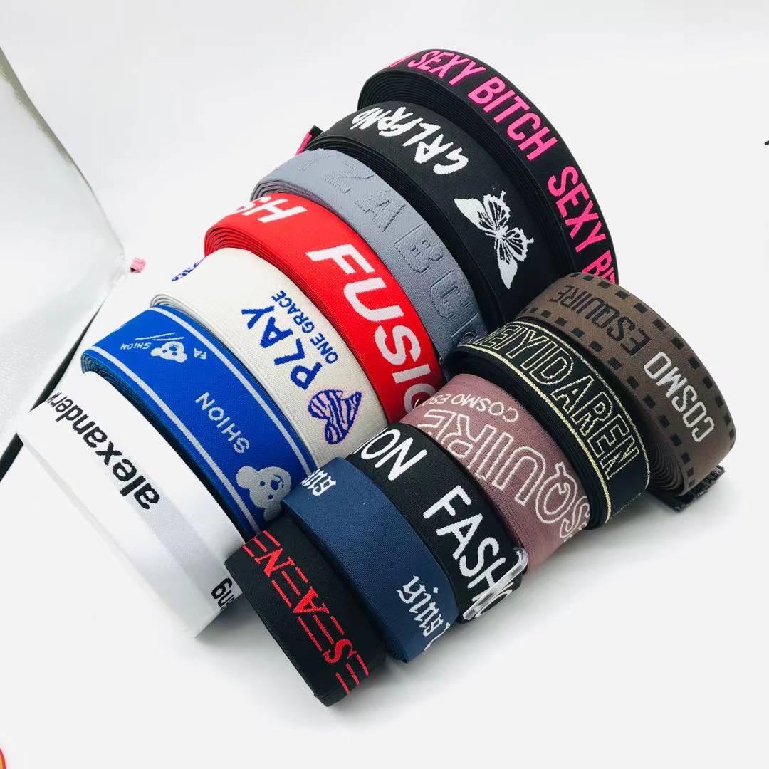 Fashion customized printed jacquard elastic waist band for underwear printed elastic ribbon