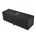 Single Bottle Magnetic Chipboard Gift Boxes For Wine Packaging Full Black