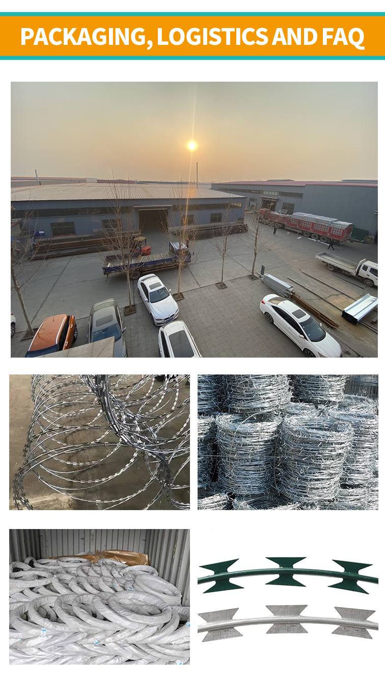 Anti-Climb security mesh fence hot dipped double strand razor blade barbed wire