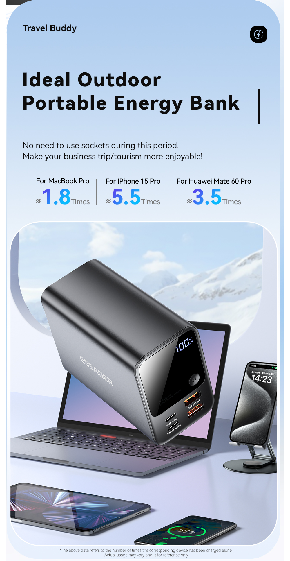 ESSAGER F3002 Series Large Capacity Power Bank 27000mah For Phone