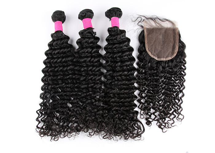 Black Brazilian Remy Deep Wave Human Hair Extensions 5A 12''- 32''
