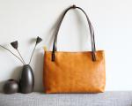 LH-63-5 Red Leather Tote Bag Panelled Womens Leather Handbags