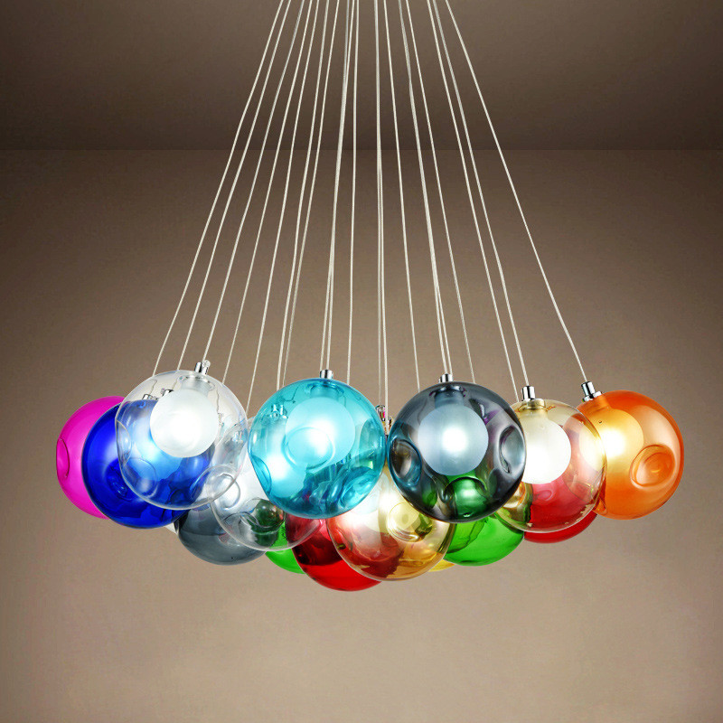 Colored Glass Ball Pendant Lamp for indoor Kids Children Room Chandelier (WH-GP-13)