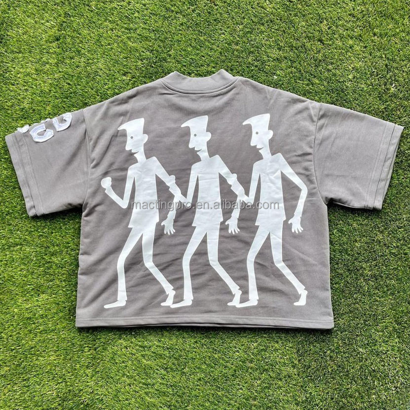 Vintage Acid Wash Graphic Screen Printing Cropped Men's T-Shirt Printed S-5XL or Custom