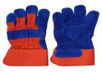 Blue Customized Safety Leather Hand Gloves , Hand Protection Gloves