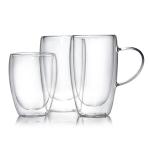 Printed Double Wall Cappuccino Cups Insulated Glassware 150ml