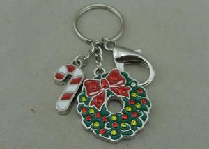 China Rhinestone Christmas Promotional Key Ring Soft Enamel Zinc Alloy Silver wholesale