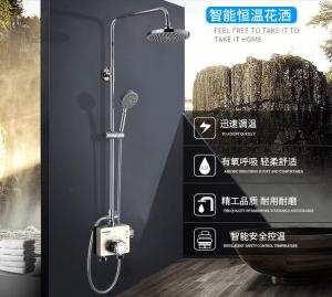 China Household Round Bathroom Shower Fixture Sets , 304 Stainless Steel Plated Pole Bathroom Shower Set wholesale
