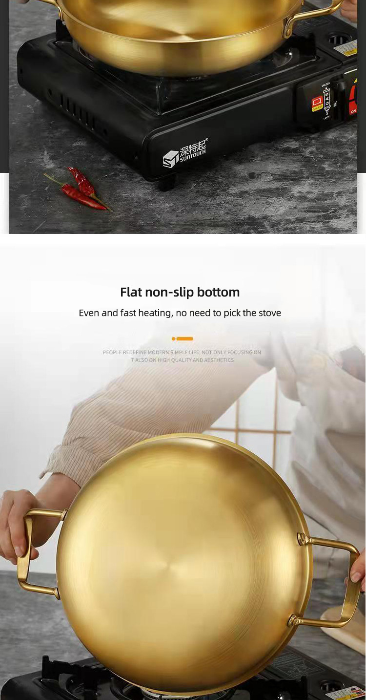 Hot Selling Korea Cooking Kitchen Cookware Induction Frying Pan Seafood Frying Pan Stainless Steel Paella Pans