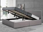 Gas Lift Upholstered Storage Bed Double Grey Plywood Faux Leather