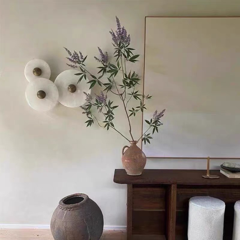White marble led round and long and plating gold wall lamp for hotel