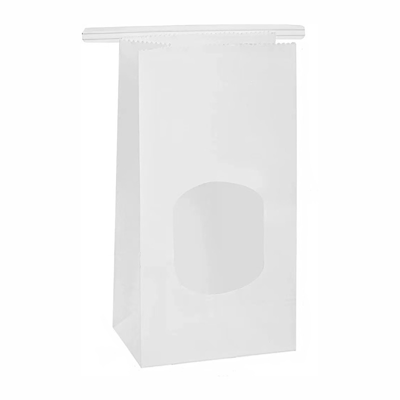 Recyclabe Easy to Fill and Open White Kraft Paper Bakery Bags with Window
