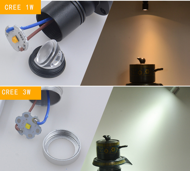 3W Aluminum LED Mini Spot Light Spotlight 80CRI 3000K/4000K/6000K Beam Angle