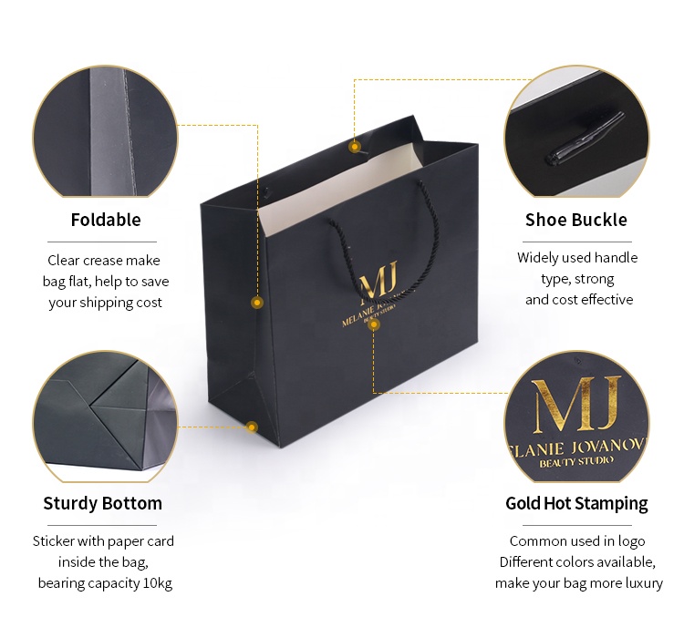 Upgrade Your Packaging with Our Luxury Matte Black Paper Bag Industrial Gift Craft