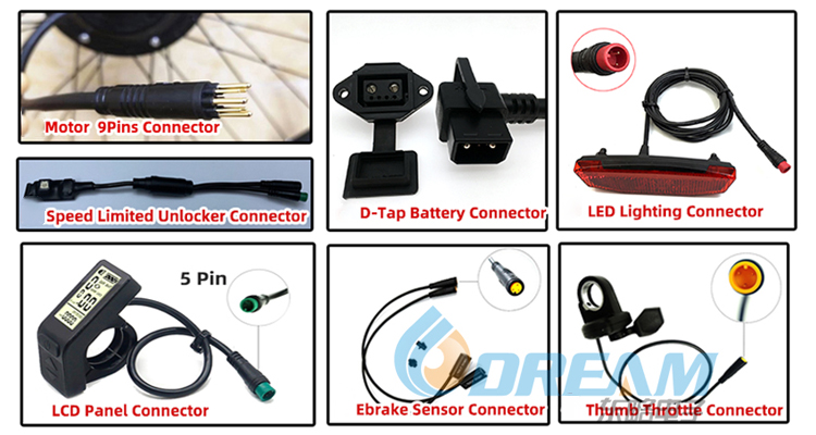 Customized M8 6pin IP65 E Bike Accessories Cable Wire Connector