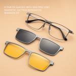 Business Glasses Titanium Clip On Square Aluminum Glasses Frame