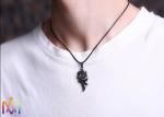 9g Leather Chain Engraved Punk Dragon Flame Necklace