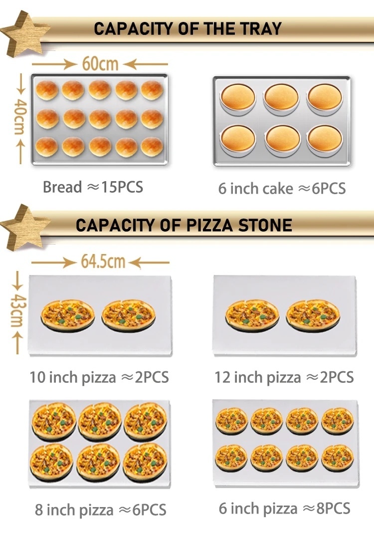 Bakery Equipmen Kitchen Catering Commercial Luxury 1 Layer 1-3 Trays Bread Cake Pizza Baking Machine Oven